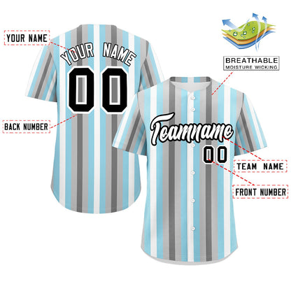 Custom Gray Powder Blue-White Demiboy For Pride Month Color Block Authentic Baseball Jersey