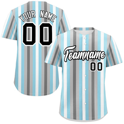 Custom Gray Powder Blue-White Demiboy For Pride Month Color Block Authentic Baseball Jersey