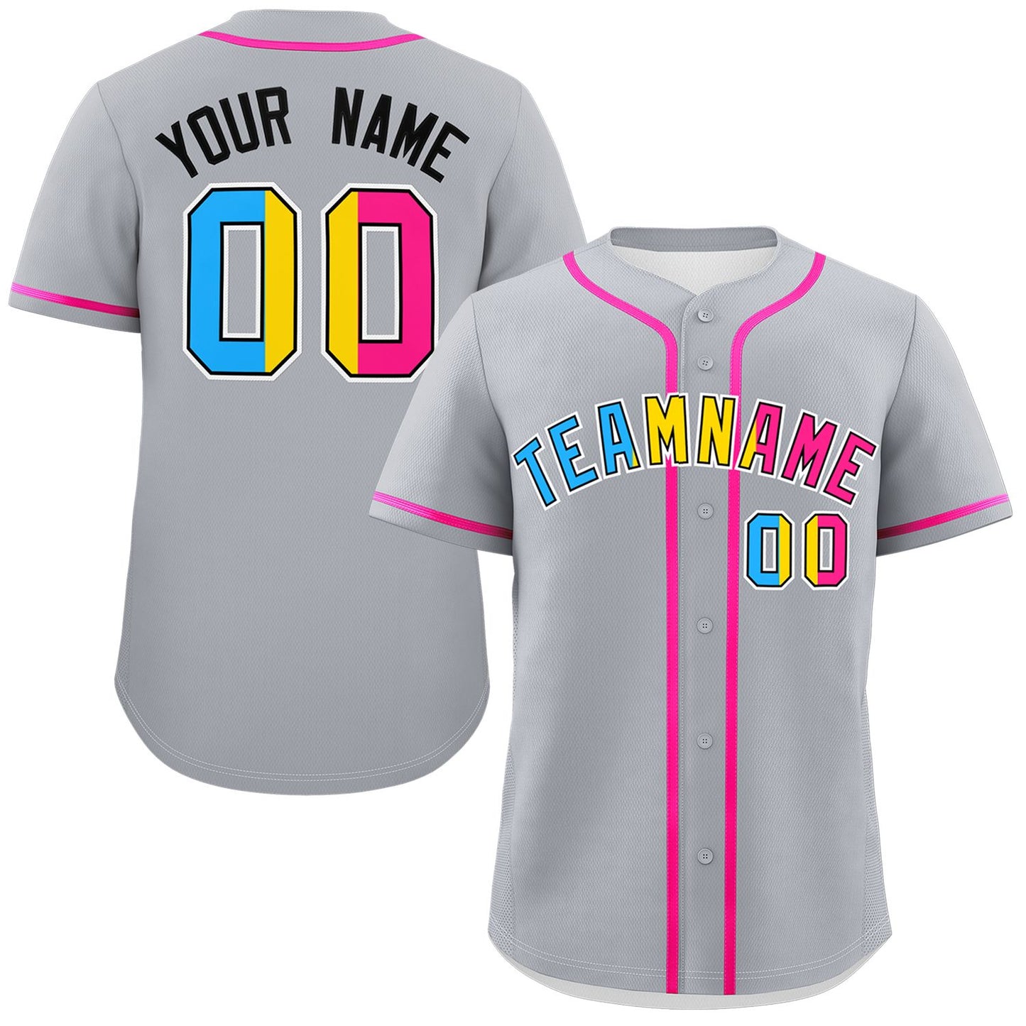 Custom Gray Pansexuality For Pride Month Classic Style Authentic Baseball Jersey