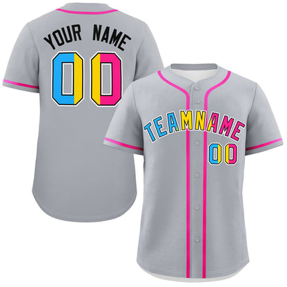 Custom Gray Pansexuality For Pride Month Classic Style Authentic Baseball Jersey