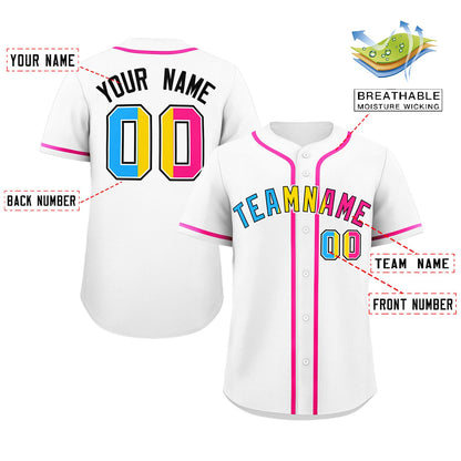 Custom White Pansexuality For Pride Month Classic Style Authentic Baseball Jersey