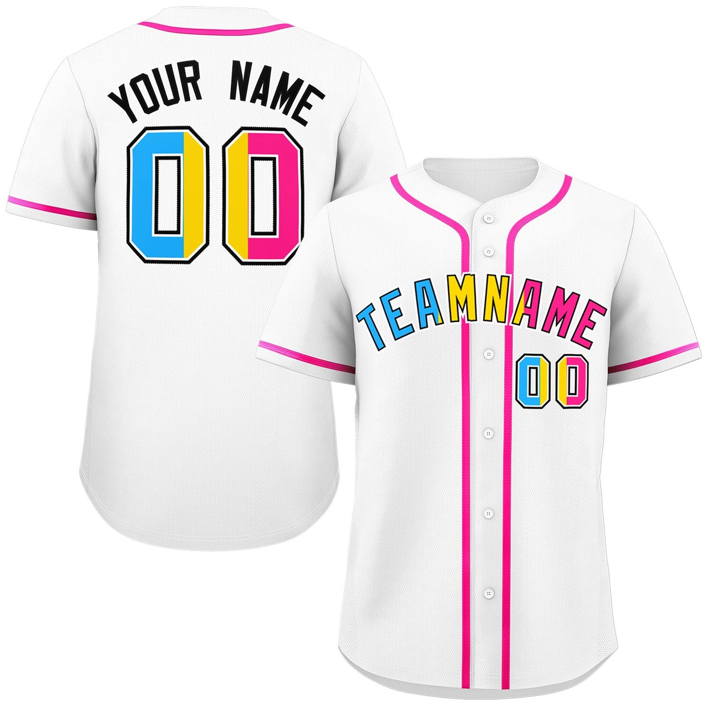 Custom White Pansexuality For Pride Month Classic Style Authentic Baseball Jersey