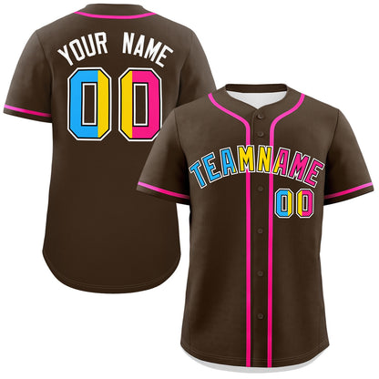 Custom Brown Pansexuality For Pride Month Classic Style Authentic Baseball Jersey