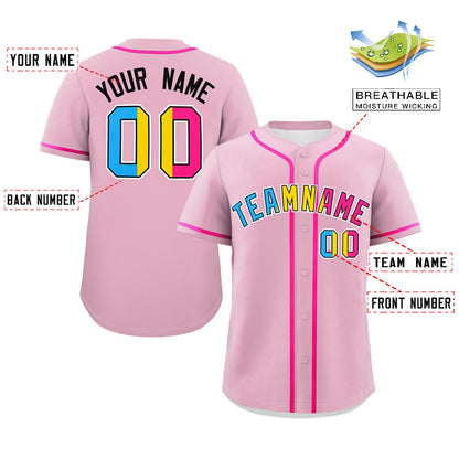 Custom Light Pink Pansexuality For Pride Month Classic Style Authentic Baseball Jersey