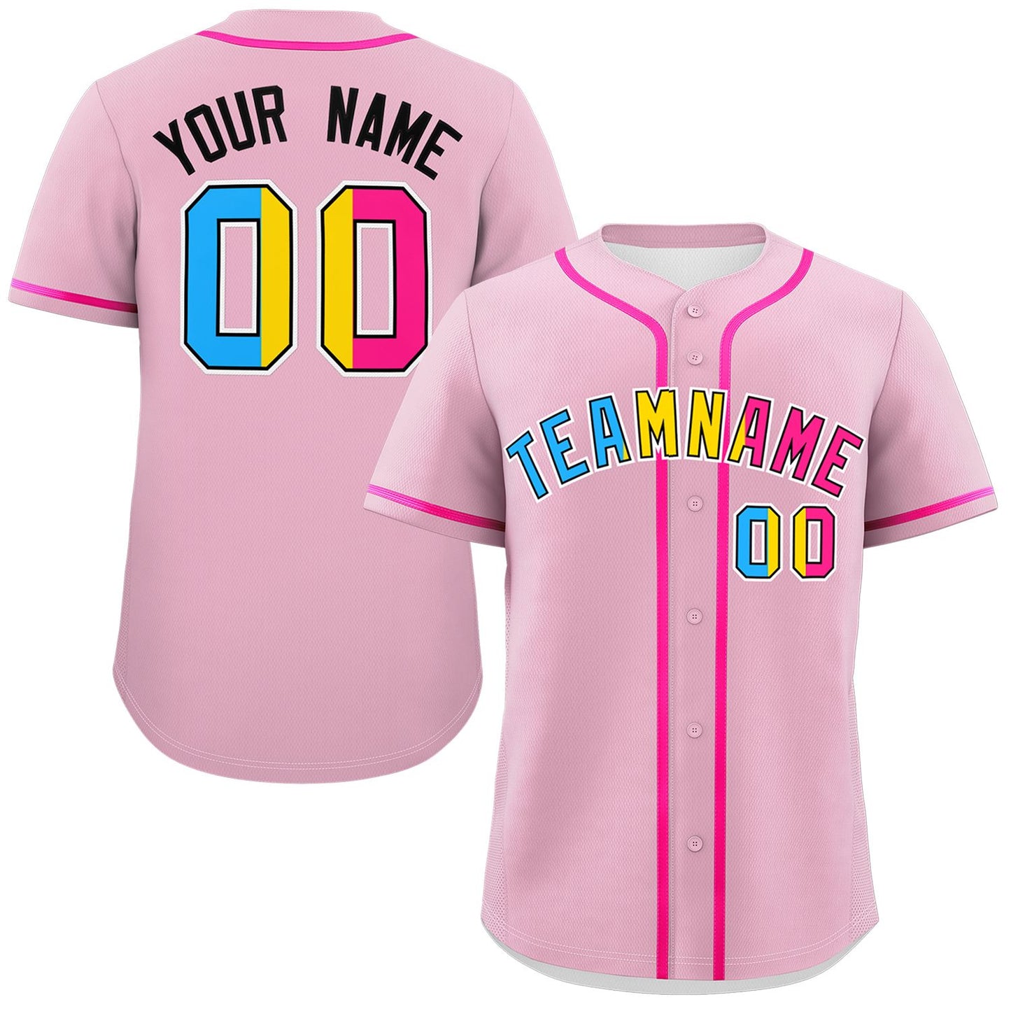 Custom Light Pink Pansexuality For Pride Month Classic Style Authentic Baseball Jersey