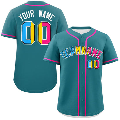 Custom Aqua Pansexuality For Pride Month Classic Style Authentic Baseball Jersey