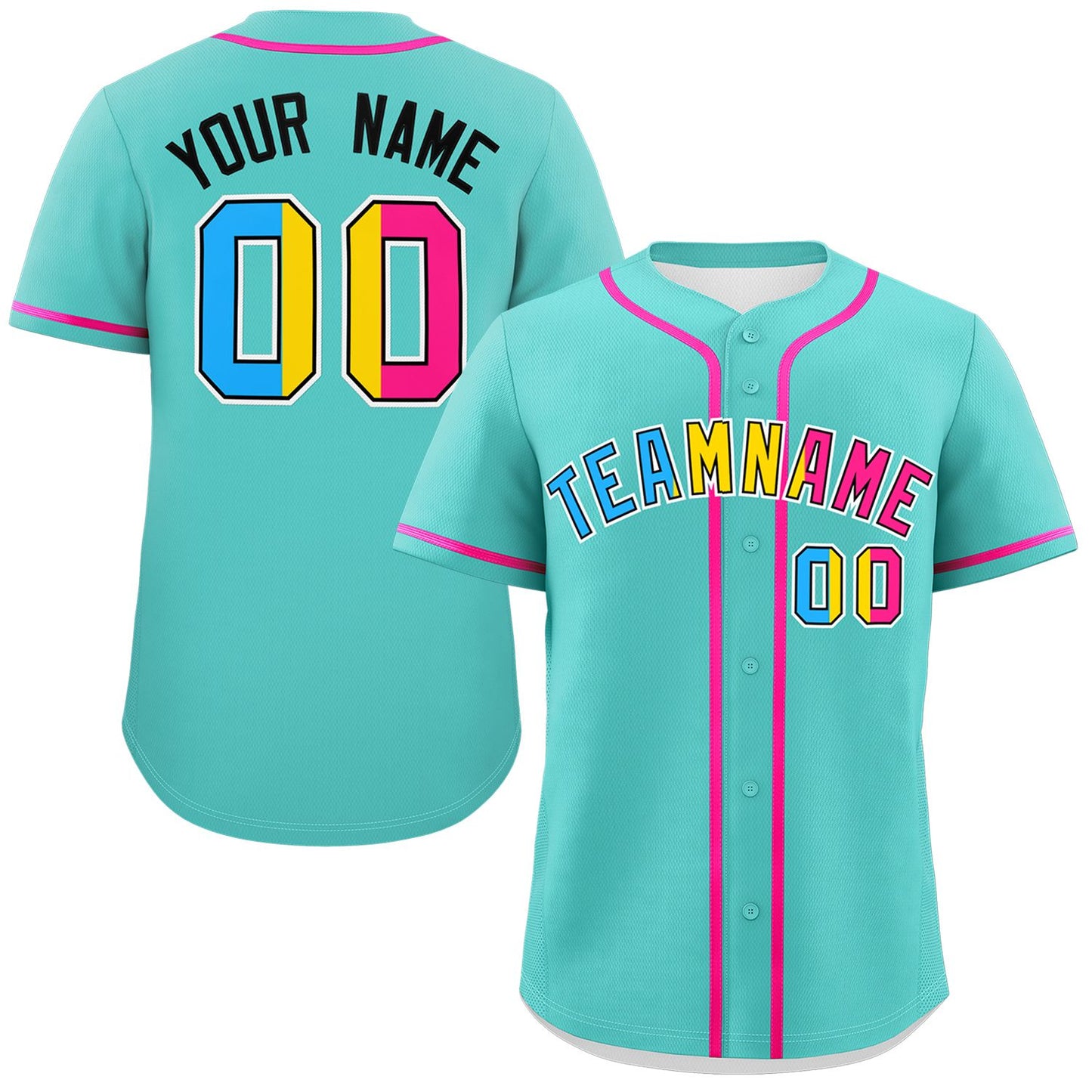 Custom Aqua Pansexuality For Pride Month Classic Style Authentic Baseball Jersey