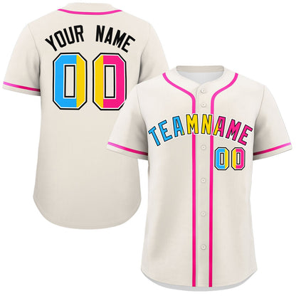 Custom Cream Pansexuality For Pride Month Classic Style Authentic Baseball Jersey