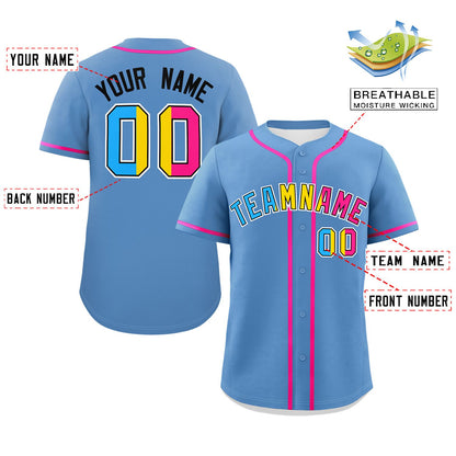 Custom Light Blue Pansexuality For Pride Month Classic Style Authentic Baseball Jersey