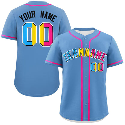 Custom Light Blue Pansexuality For Pride Month Classic Style Authentic Baseball Jersey