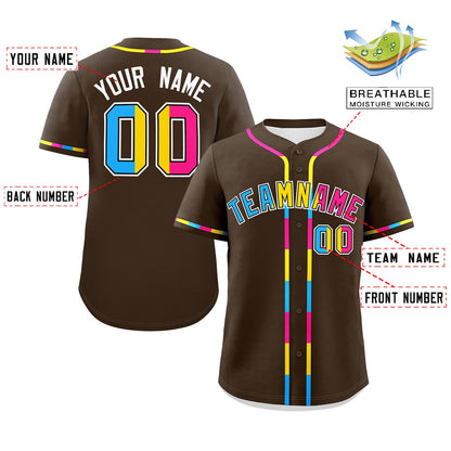 Custom Brown Pansexuality For Pride Month Classic Style Authentic Baseball Jersey