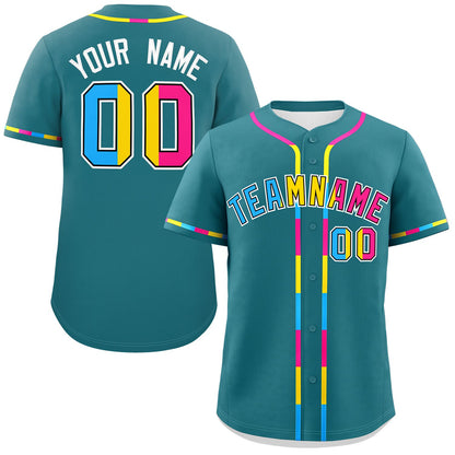 Custom Aqua Pansexuality For Pride Month Classic Style Authentic Baseball Jersey