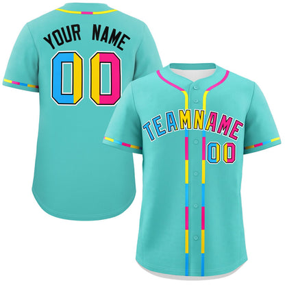 Custom Aqua Pansexuality For Pride Month Classic Style Authentic Baseball Jersey