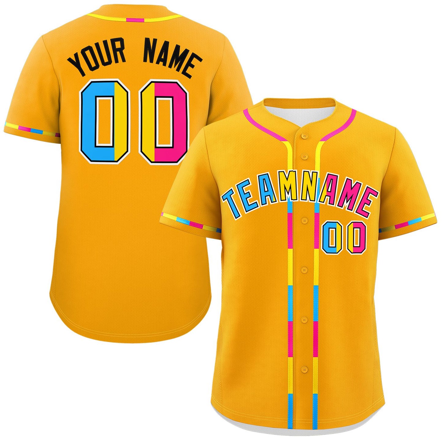 Custom Yellow Pansexuality For Pride Month Classic Style Authentic Baseball Jersey