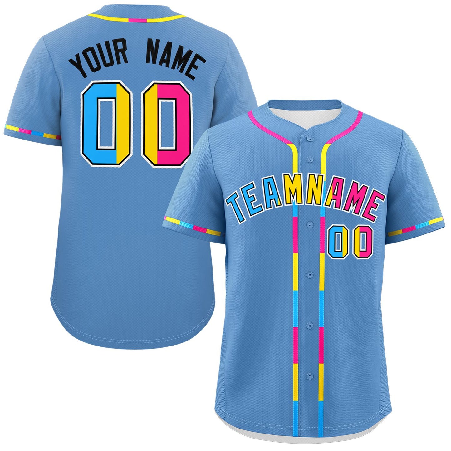 Custom Light Blue Pansexuality For Pride Month Classic Style Authentic Baseball Jersey