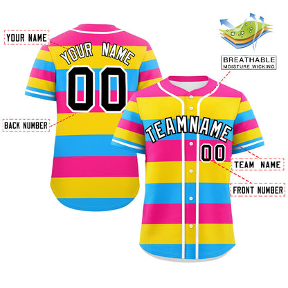 Custom Pink Gold-Powder Blue Pansexuality For Pride Month Color Block Authentic Baseball Jersey