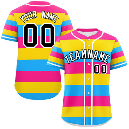 Custom Pink Gold-Powder Blue Pansexuality For Pride Month Color Block Authentic Baseball Jersey