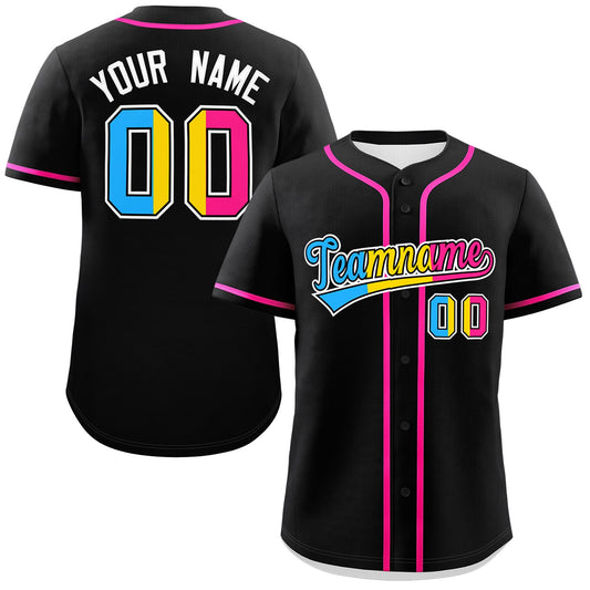 Custom Black Pansexuality For Pride Month Classic Style Authentic Baseball Jersey