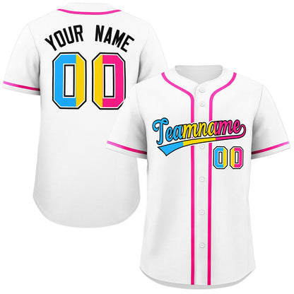 Custom White Pansexuality For Pride Month Classic Style Authentic Baseball Jersey