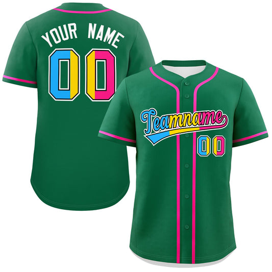 Custom Kelly Green Pansexuality For Pride Month Classic Style Authentic Baseball Jersey