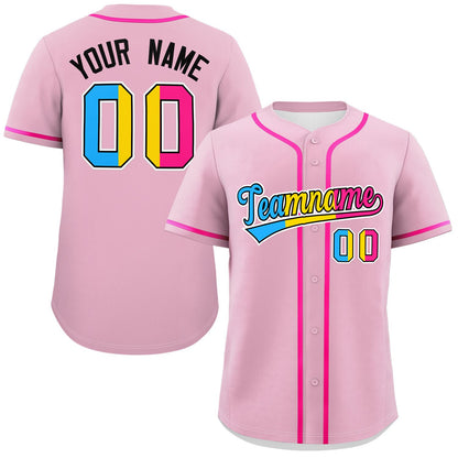 Custom Light Pink Pansexuality For Pride Month Classic Style Authentic Baseball Jersey