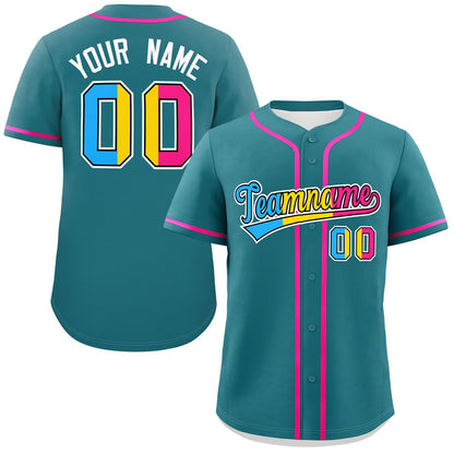 Custom Aqua Pansexuality For Pride Month Classic Style Authentic Baseball Jersey