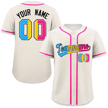 Custom Cream Pansexuality For Pride Month Classic Style Authentic Baseball Jersey