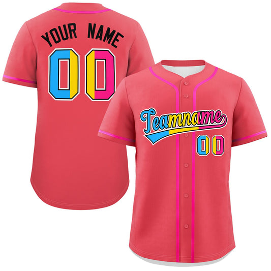 Custom Light Red Pansexuality For Pride Month Classic Style Authentic Baseball Jersey