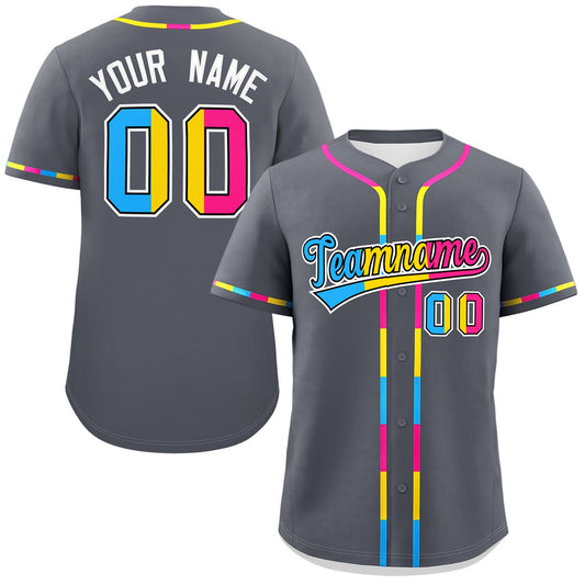 Custom Dark Gray Pansexuality For Pride Month Classic Style Authentic Baseball Jersey