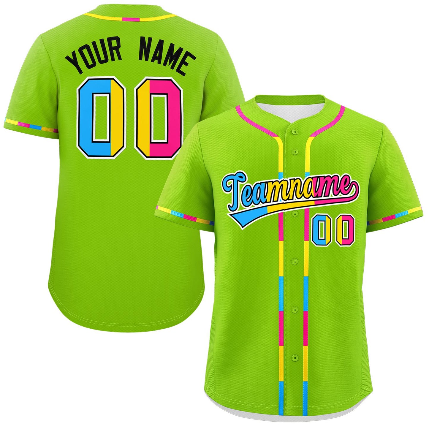 Custom Neon Green Pansexuality For Pride Month Classic Style Authentic Baseball Jersey