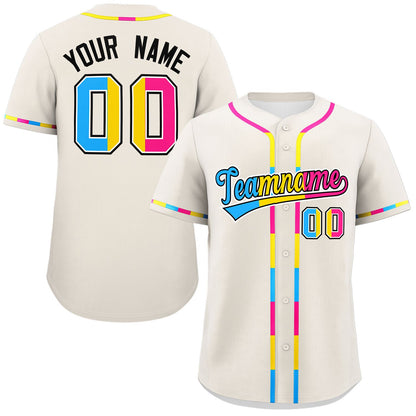 Custom Cream Pansexuality For Pride Month Classic Style Authentic Baseball Jersey