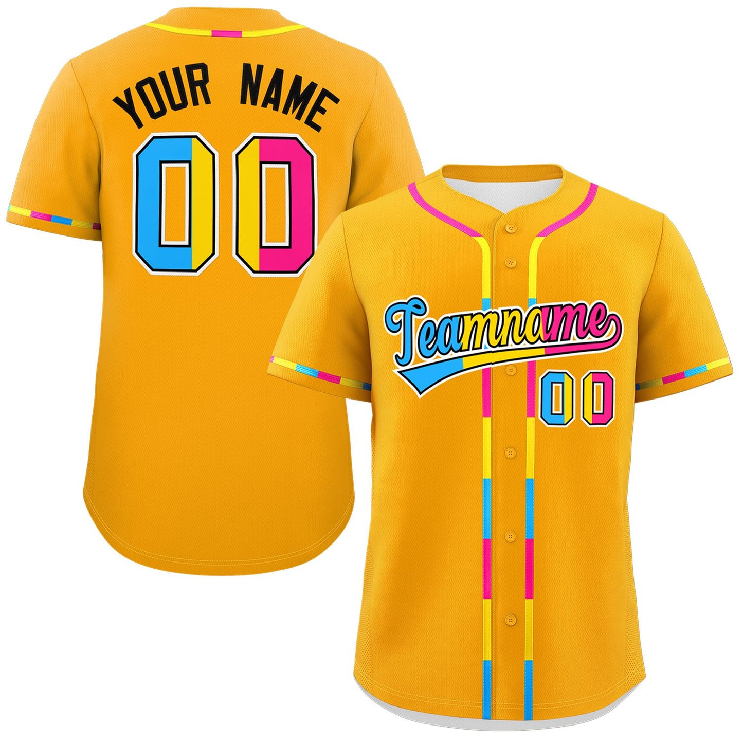 Custom Yellow Pansexuality For Pride Month Classic Style Authentic Baseball Jersey