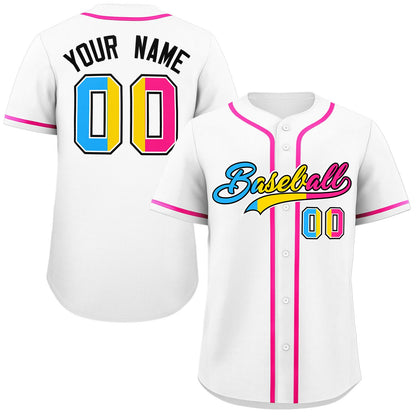 Custom White Pansexuality For Pride Month Classic Style Authentic Baseball Jersey