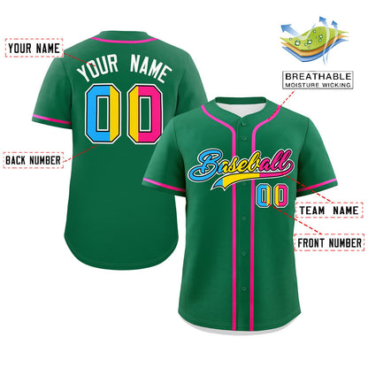 Custom Kelly Green Pansexuality For Pride Month Classic Style Authentic Baseball Jersey