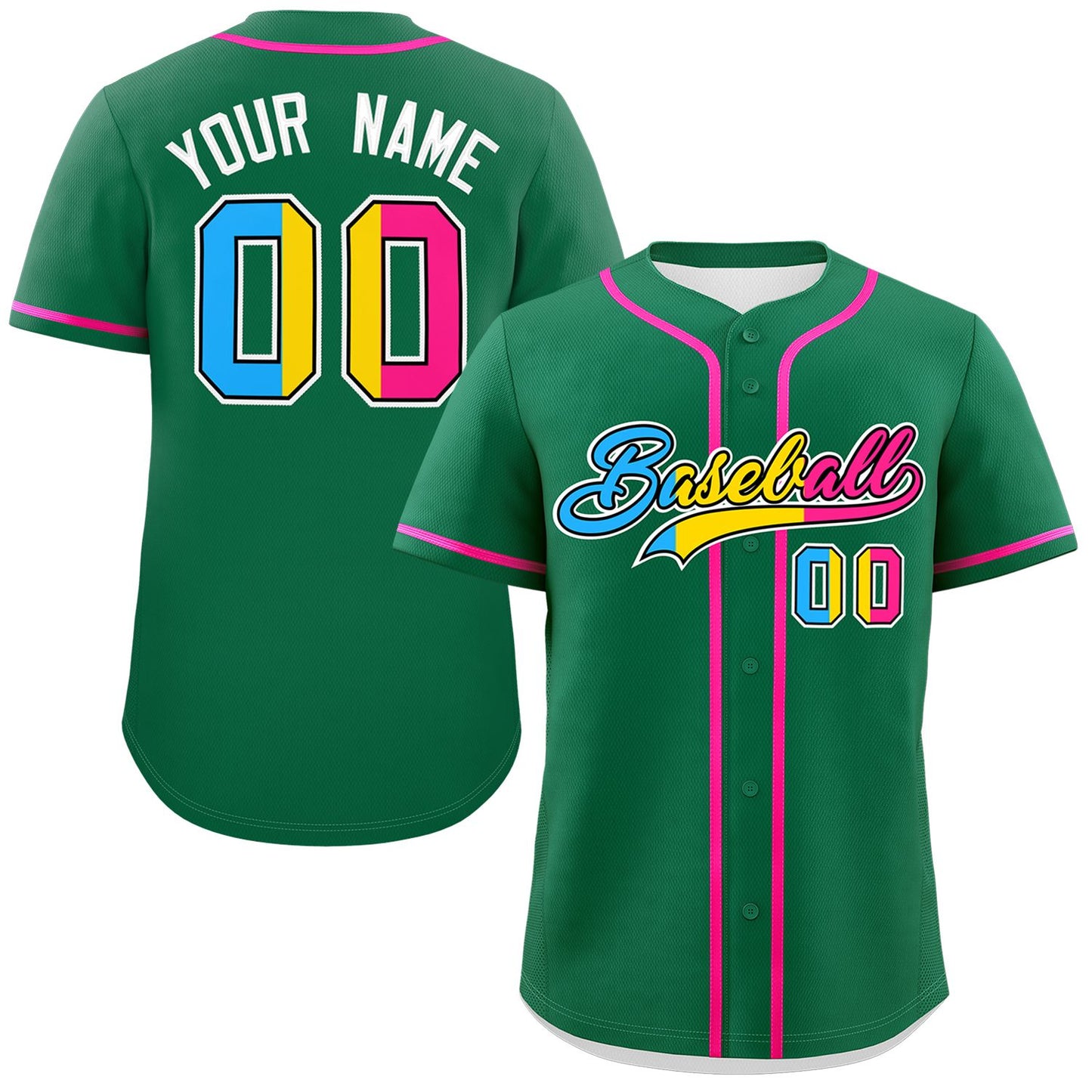 Custom Kelly Green Pansexuality For Pride Month Classic Style Authentic Baseball Jersey