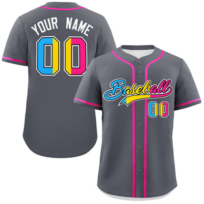 Custom Dark Gray Pansexuality For Pride Month Classic Style Authentic Baseball Jersey