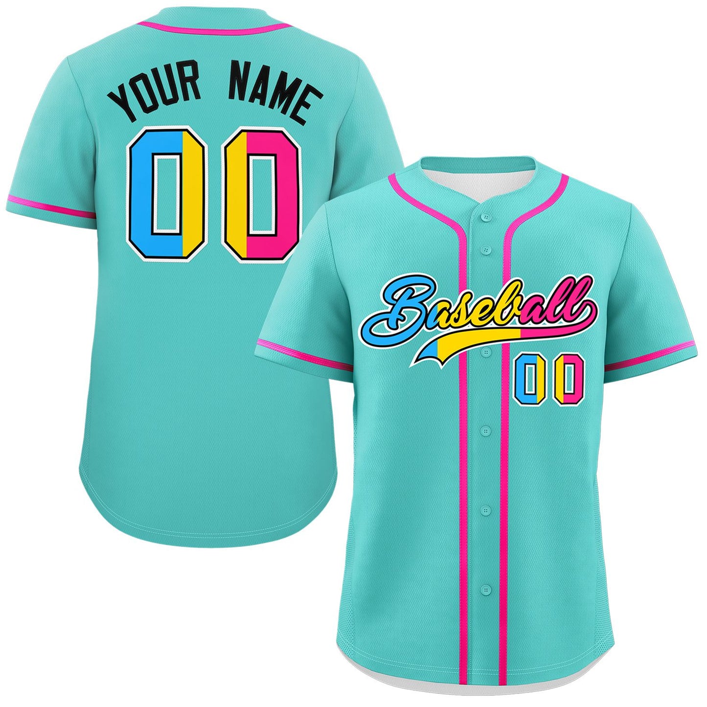 Custom Aqua Pansexuality For Pride Month Classic Style Authentic Baseball Jersey