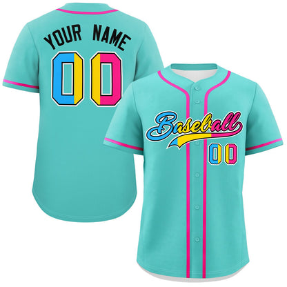 Custom Aqua Pansexuality For Pride Month Classic Style Authentic Baseball Jersey