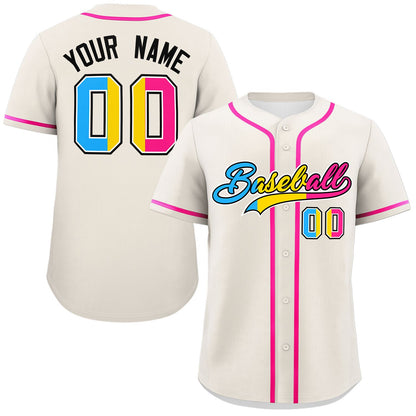 Custom Cream Pansexuality For Pride Month Classic Style Authentic Baseball Jersey