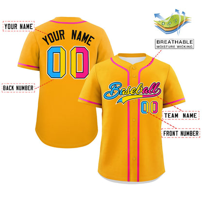 Custom Yellow Pansexuality For Pride Month Classic Style Authentic Baseball Jersey