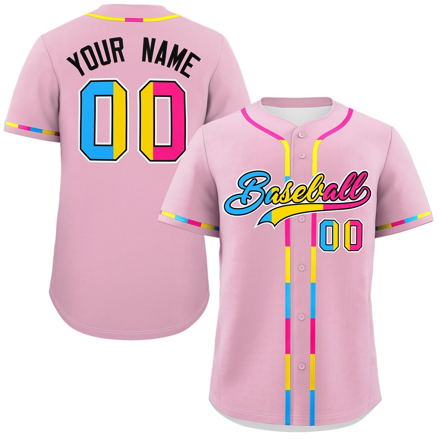 Custom Light Pink Pansexuality For Pride Month Classic Style Authentic Baseball Jersey