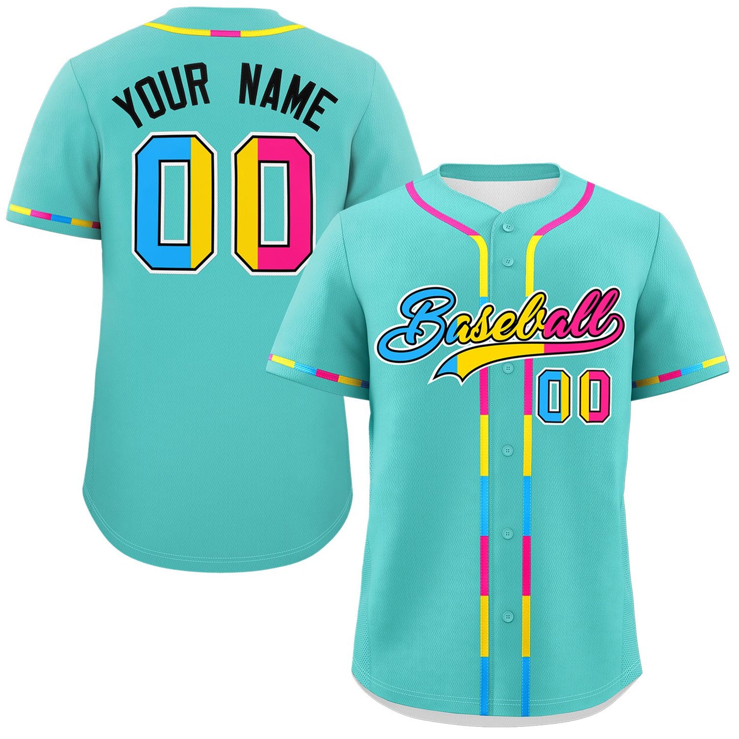 Custom Aqua Pansexuality For Pride Month Classic Style Authentic Baseball Jersey