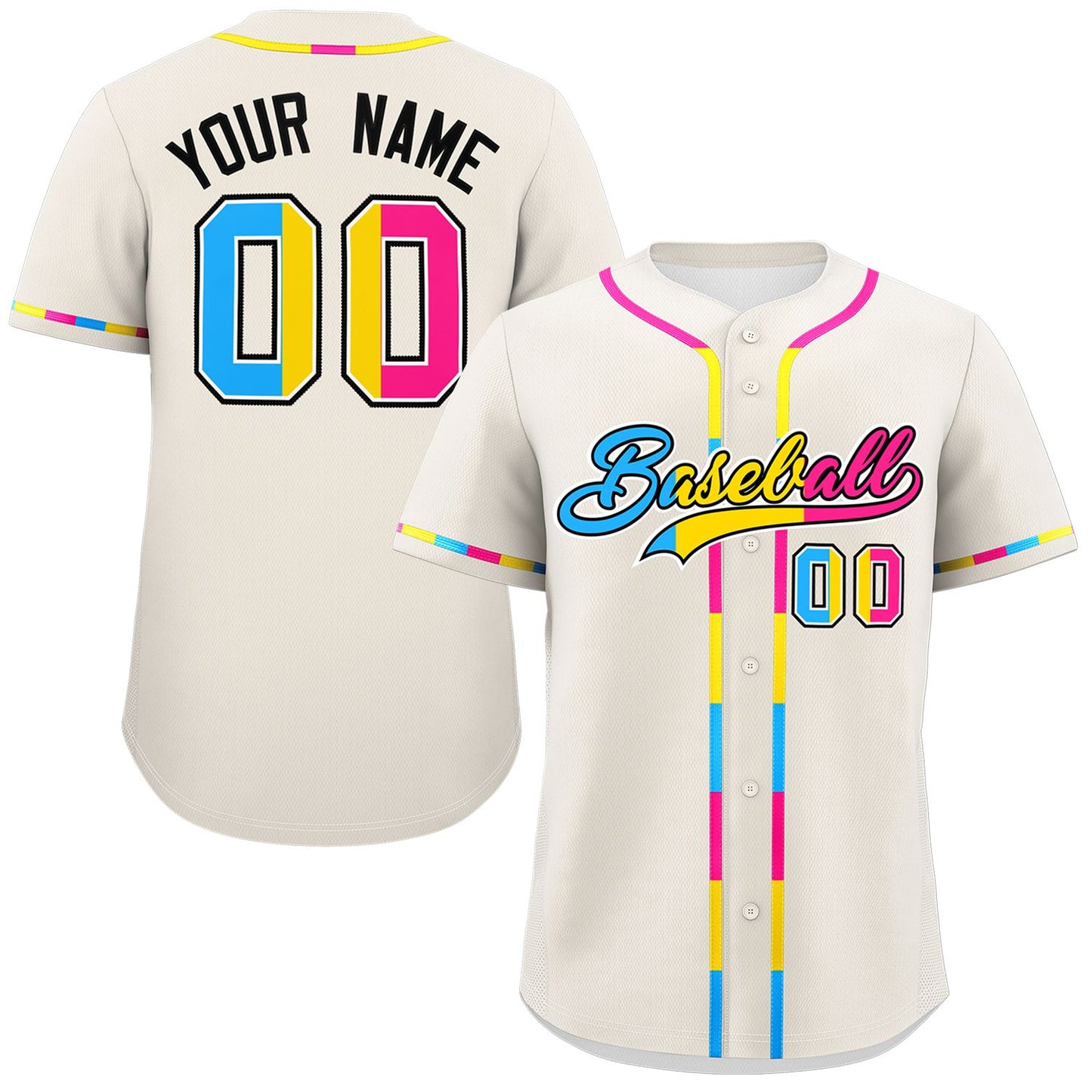 Custom Cream Pansexuality For Pride Month Classic Style Authentic Baseball Jersey