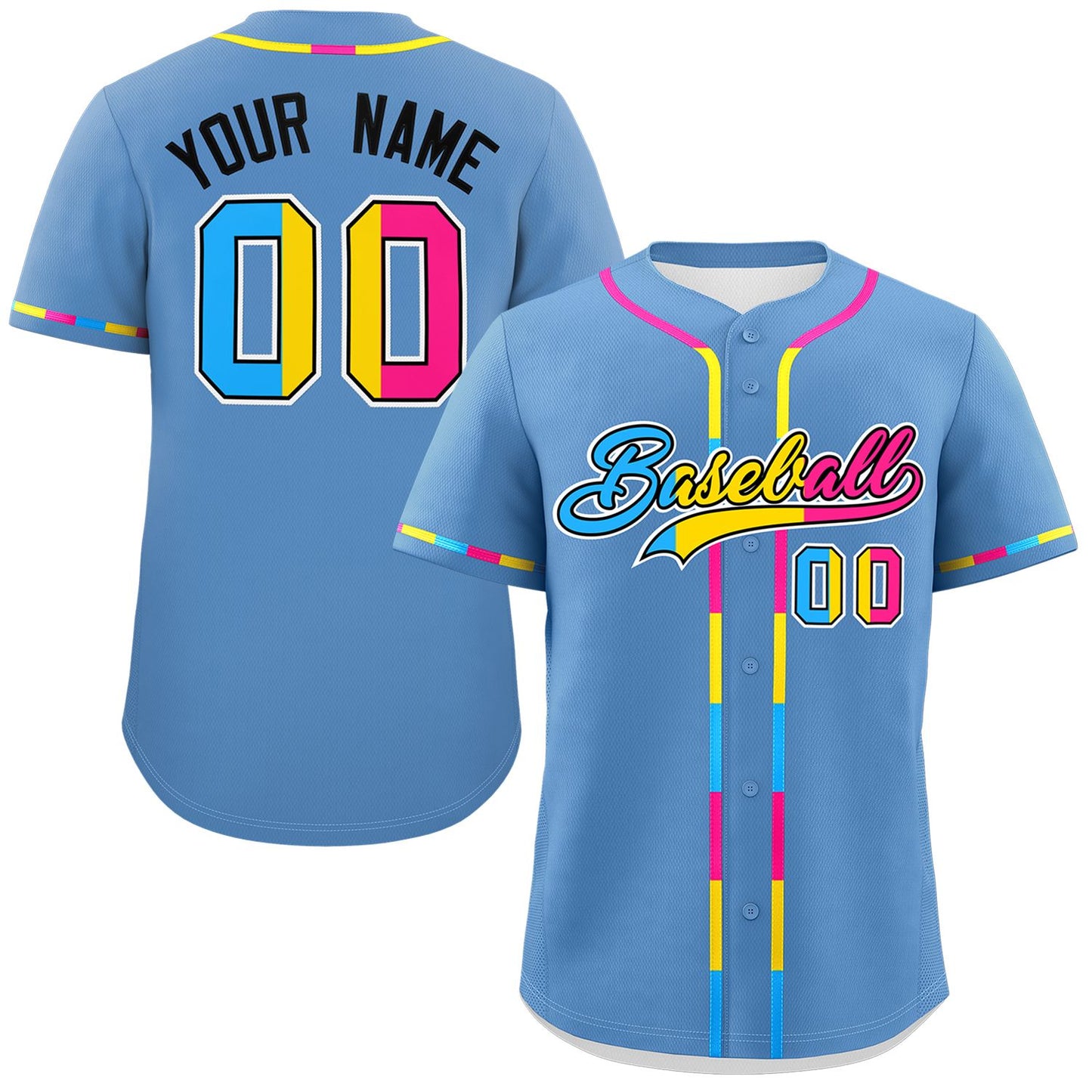 Custom Light Blue Pansexuality For Pride Month Classic Style Authentic Baseball Jersey