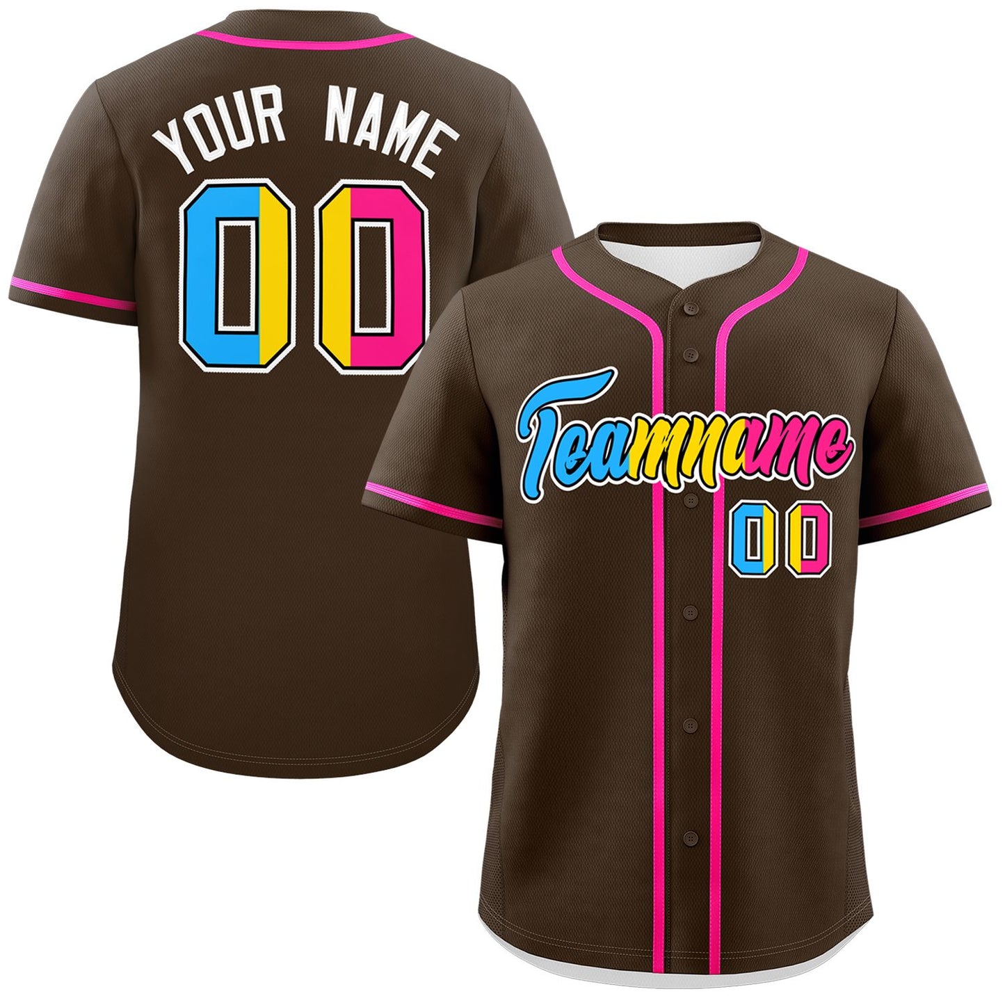 Custom Brown Pansexuality For Pride Month Classic Style Authentic Baseball Jersey