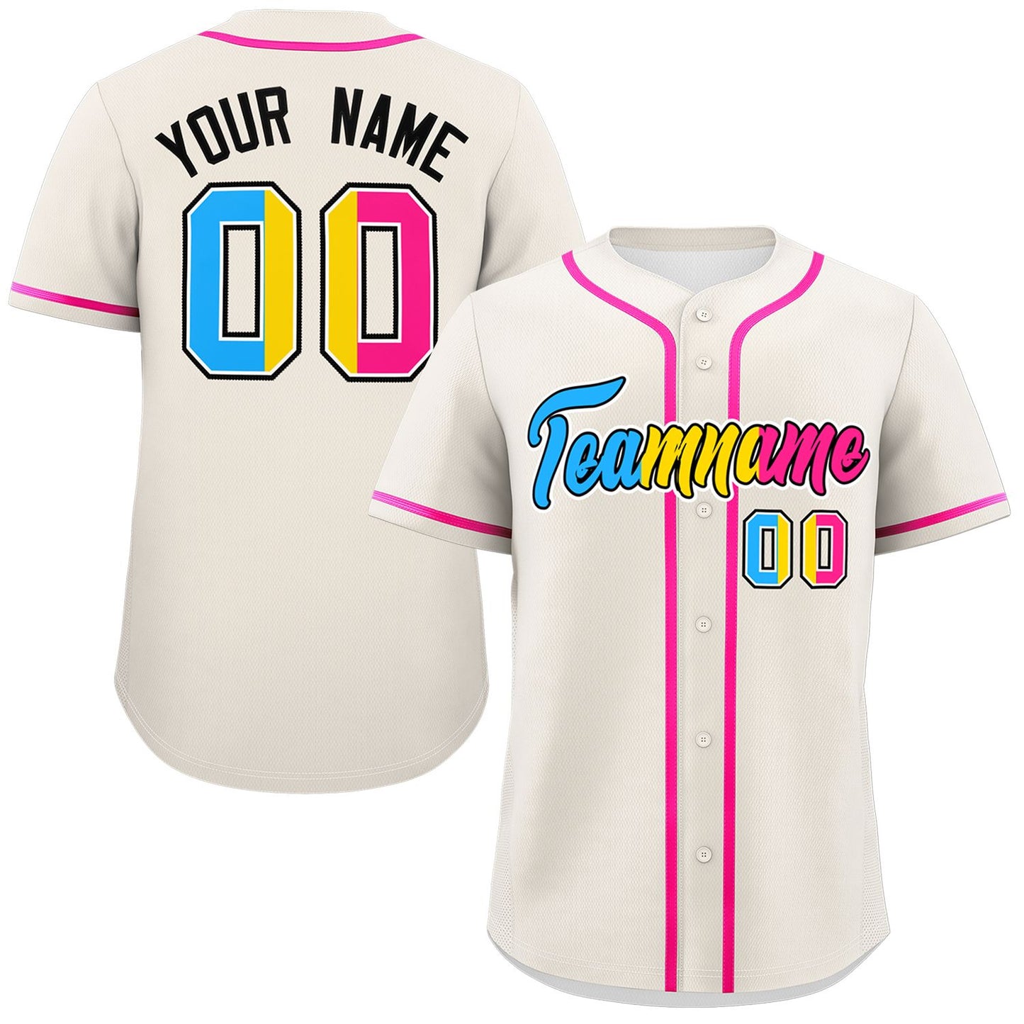 Custom Cream Pansexuality For Pride Month Classic Style Authentic Baseball Jersey