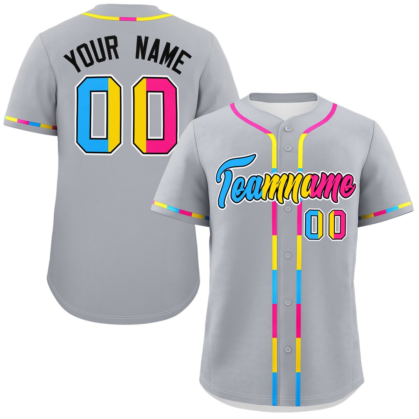 Custom Gray Pansexuality For Pride Month Classic Style Authentic Baseball Jersey