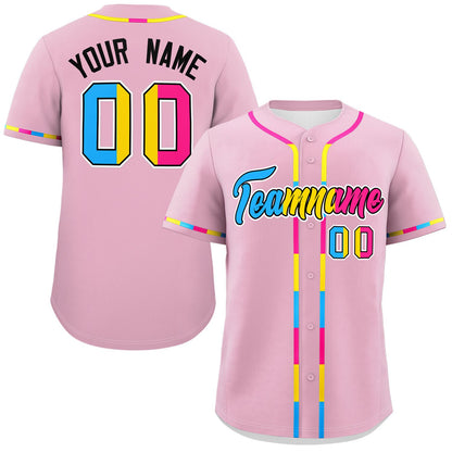 Custom Light Pink Pansexuality For Pride Month Classic Style Authentic Baseball Jersey