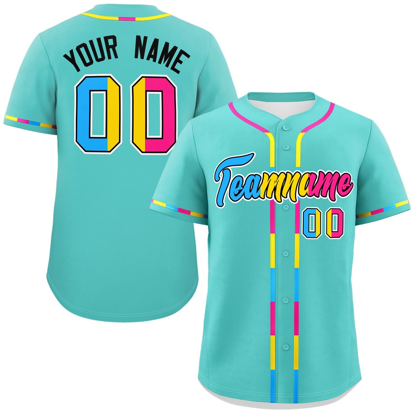 Custom Aqua Pansexuality For Pride Month Classic Style Authentic Baseball Jersey