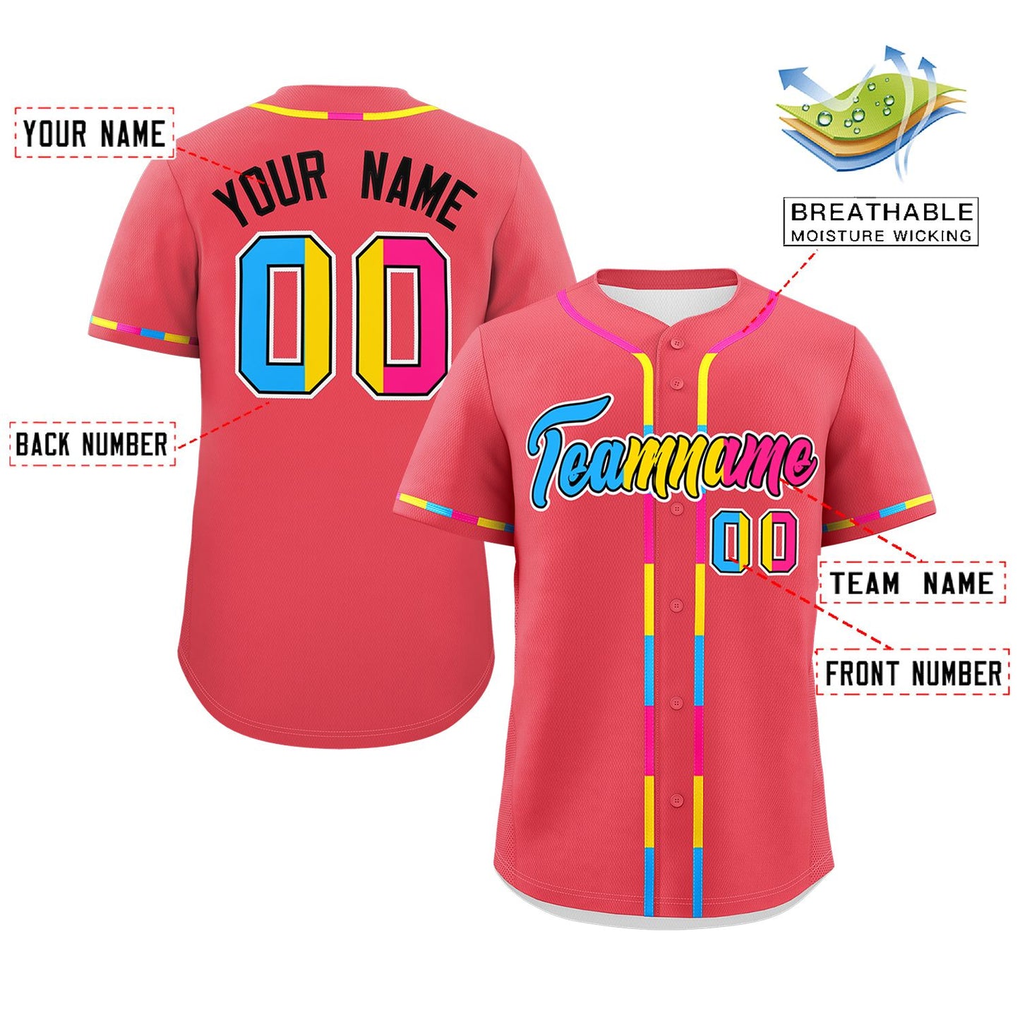 Custom Light Red Pansexuality For Pride Month Classic Style Authentic Baseball Jersey